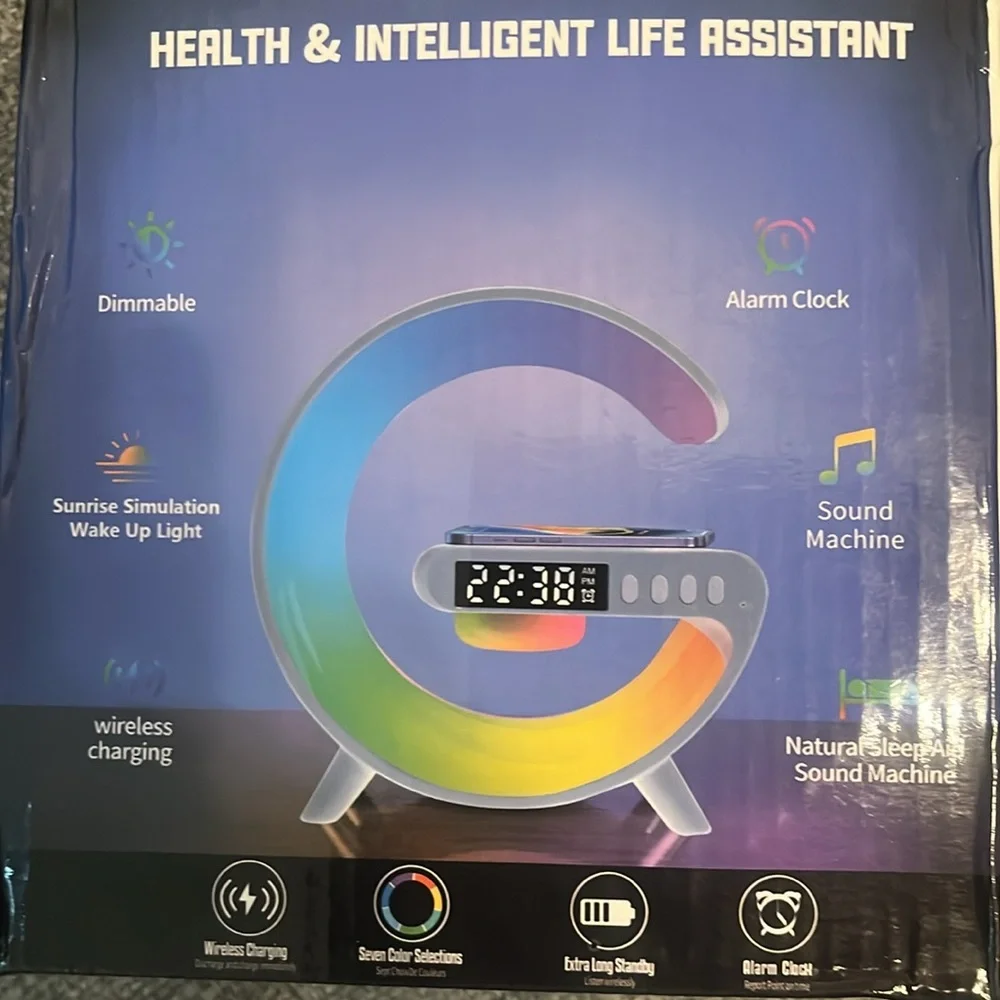 Smart Light, Phone Charger, Wireless Charging- Sound Machine Big G New In Box